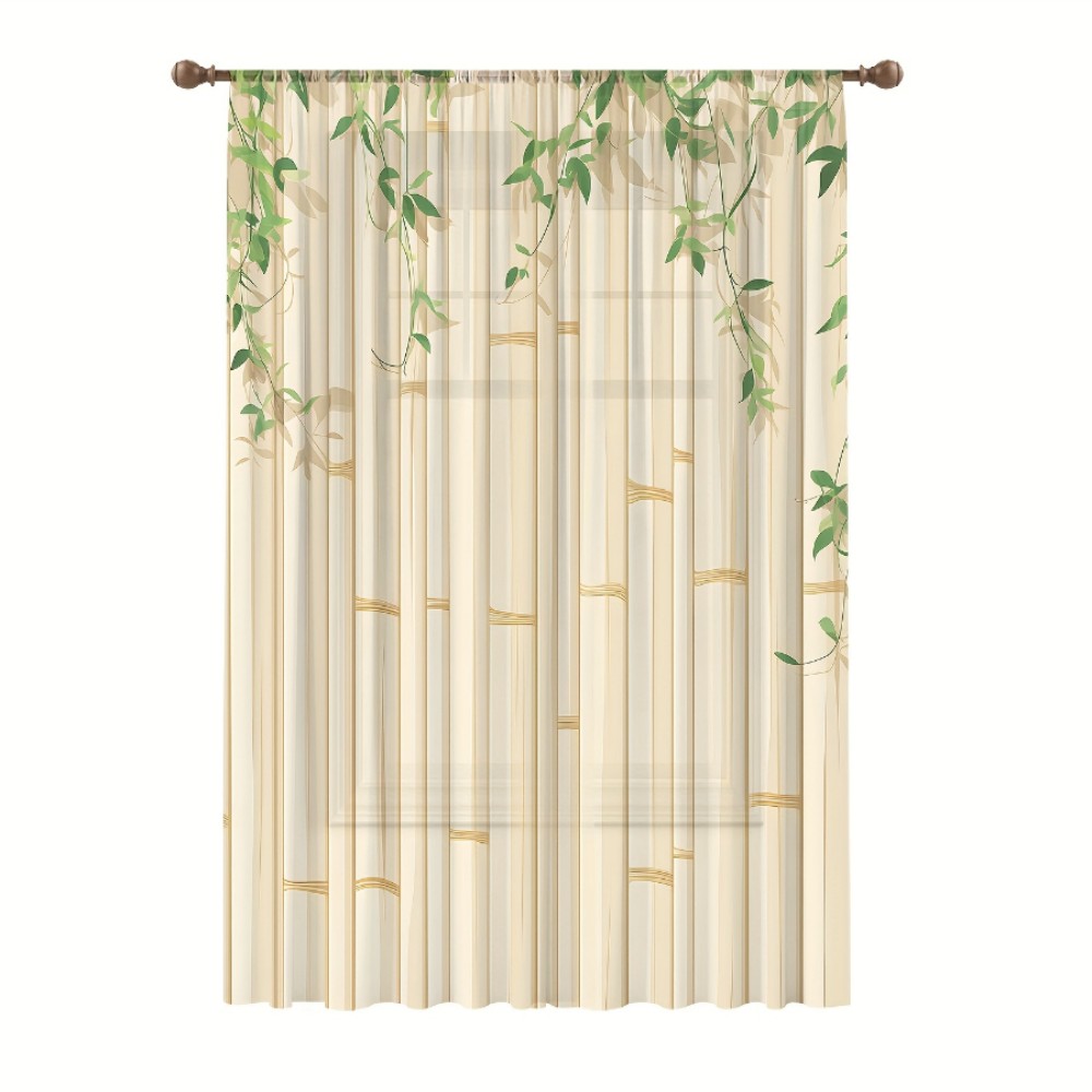 1PC Sheer Curtain Bamboo Green - Curtain Rods recension och pris