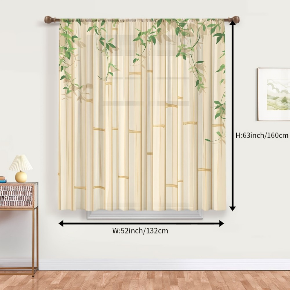 1PC Sheer Curtain Bamboo Green - Curtain Rods recension och pris