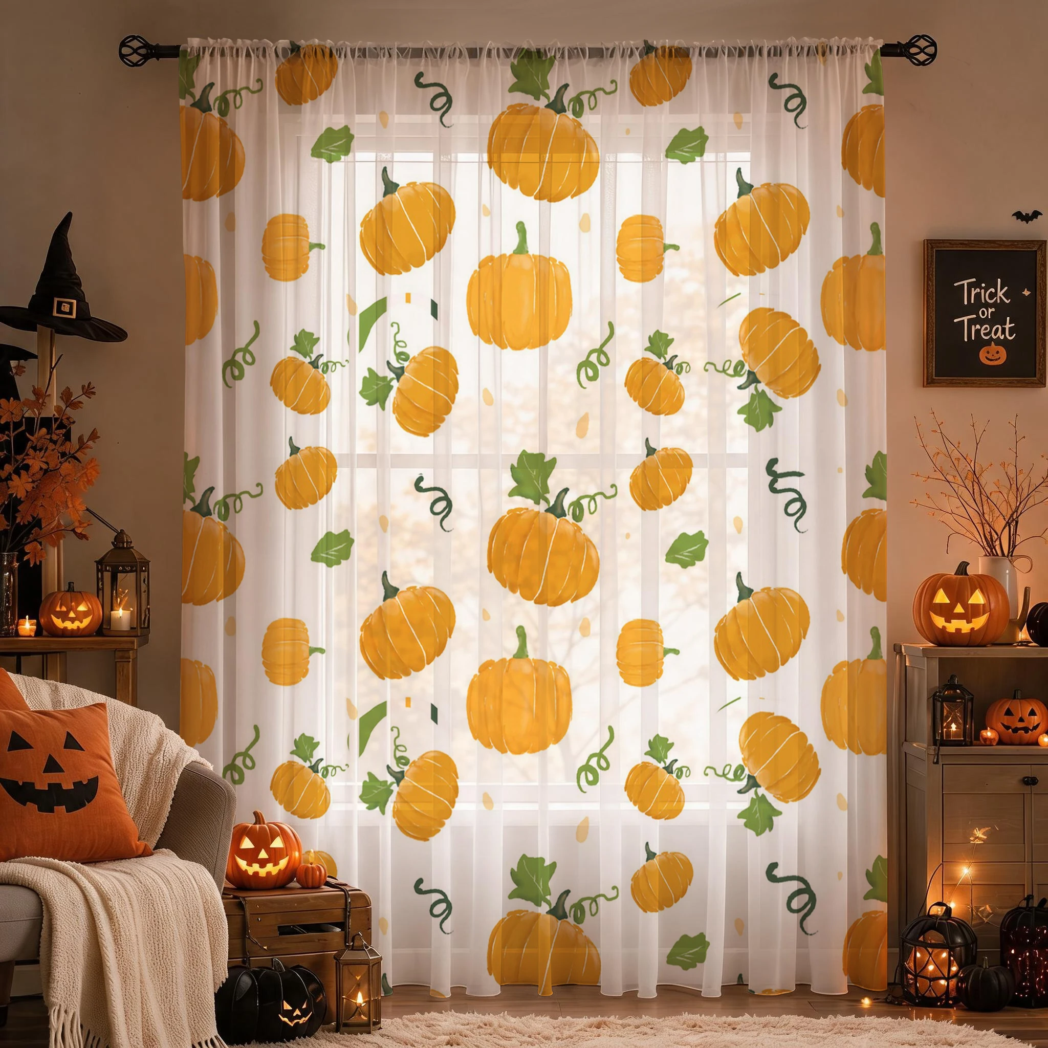 Halloween Sheer Curtain Rod Po - Curtain Rods recension och pris
